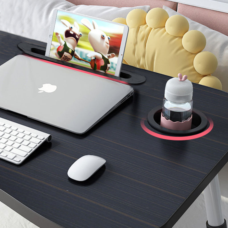Black Foldable Portable Bed Table Adjustable Laptop Desk with Cup Slot MDF 60CM