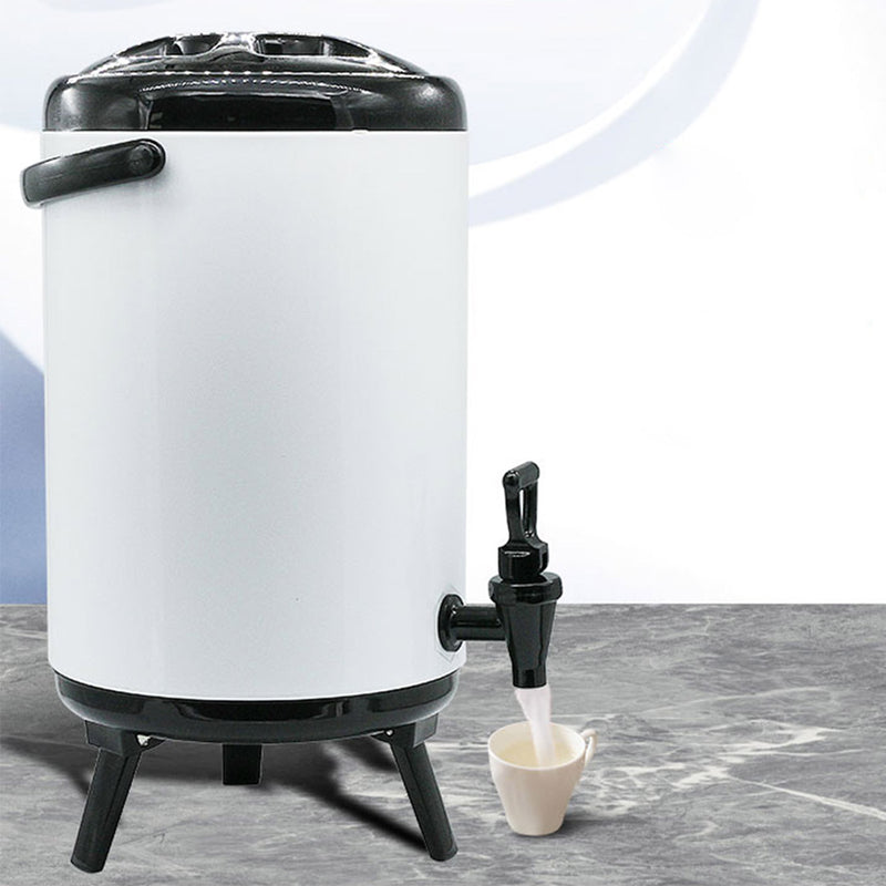 12L Stainless Steel Insulated Beverage Dispenser with Faucet Hot Cold White
