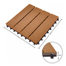 11 pcs Coffee Wooden Composite Decking Tiles Outdoor Durable Slip-Resistant