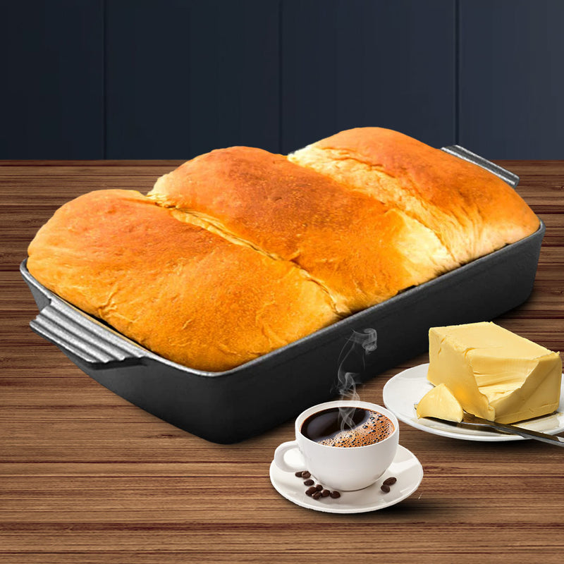 2X Rectangular Cast Iron Baking Pan 33cm 23cm Enameled Nonstick With Handles