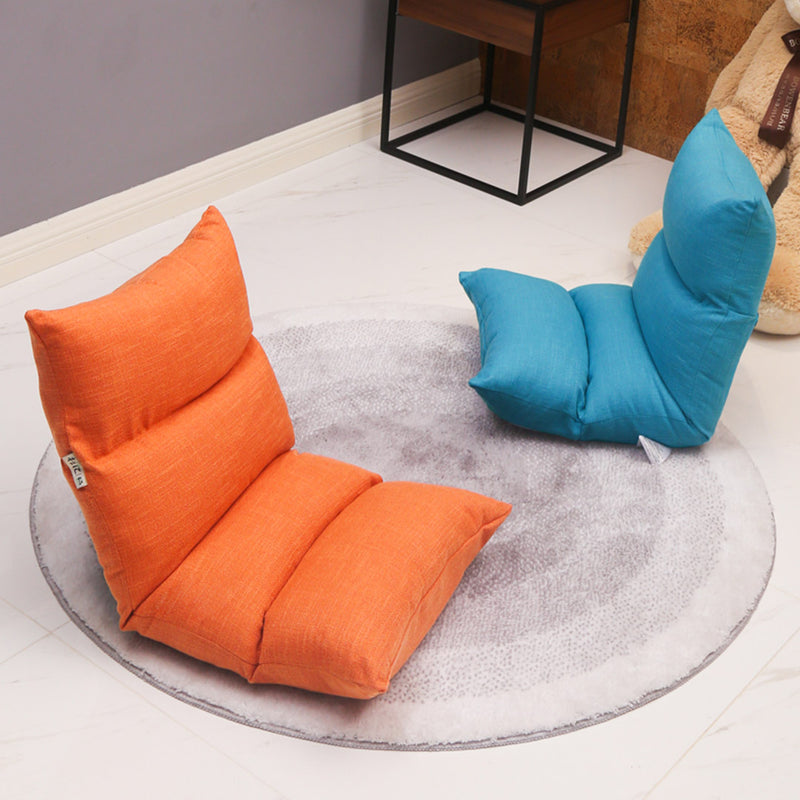 Floor Lounge Recliner Chair Adjustable Folding Linen Blue 108x53x15cm Padded