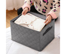 2X Medium Grey Non-Woven Fabric Storage Organizer Box Diamond Quilt Grid 40x30x25cm