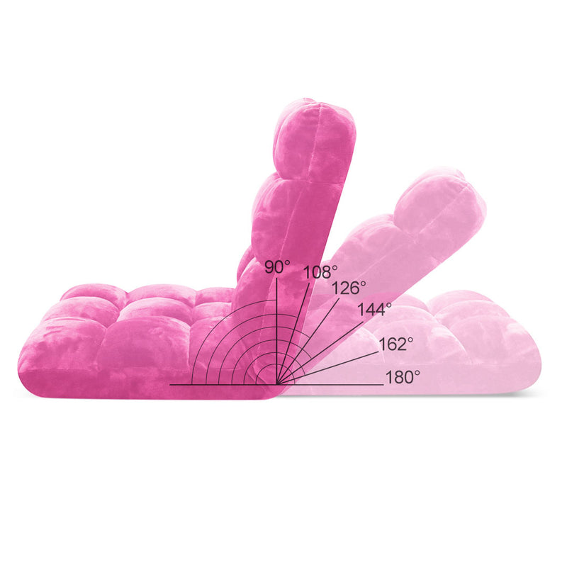 4X Floor Recliner Folding Cushion 6 Position Memory Foam Light Pink 108x53x10cm