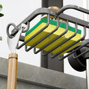 Dark Grey Aluminum Kitchen Sink Organizer Caddy Rack With Towel Holder