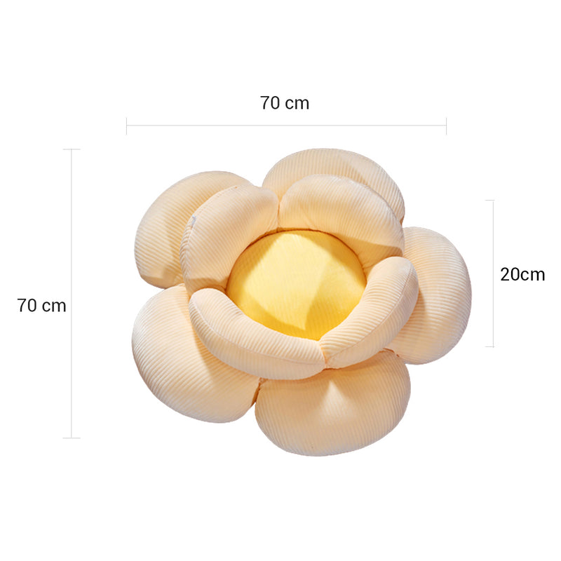 2X Beige Soft Plush Flower Shaped Cushions 70cm Home Decor Floor Pillow