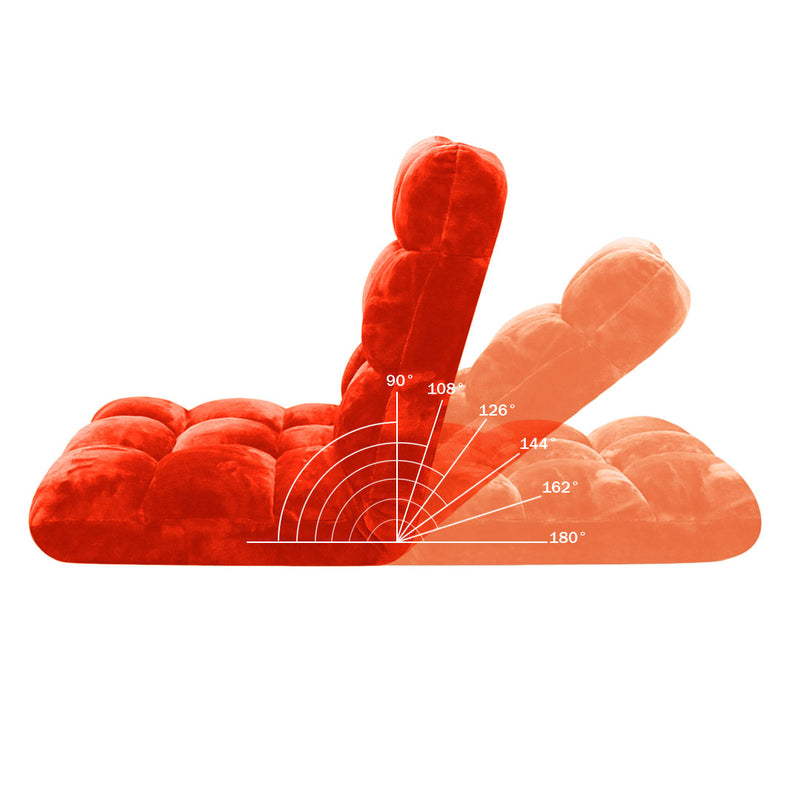 Floor Recliner Cushion Memory Foam 6 Position Folding Chair Orange 100x45x8cm