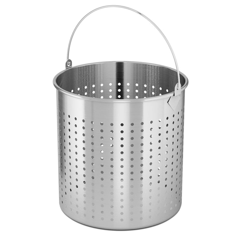 2X 71L Stainless Steel Perforated Stockpot Basket Pasta Strainer with Handle