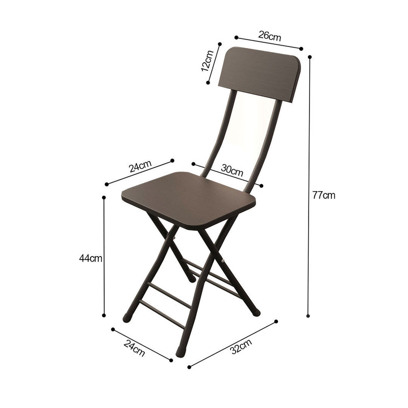 Foldable MDF Chair Aluminum Legs 77cm Height Lightweight Black Set of 2