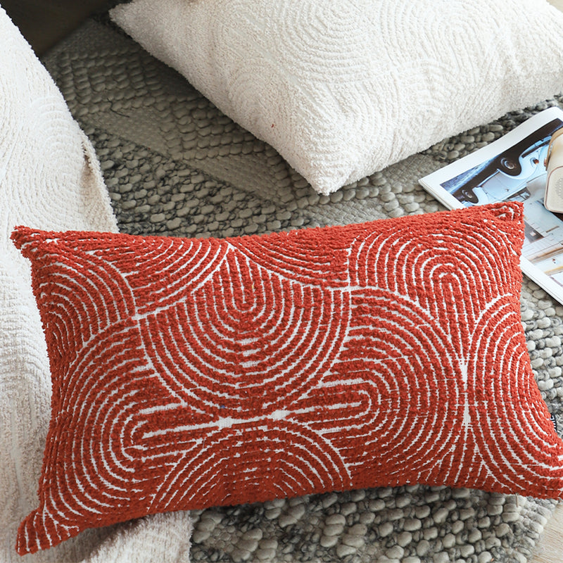 2X 35x55x18cm Throw Pillow Polyester Cotton Corded Burgundy Indoor Outdoor
