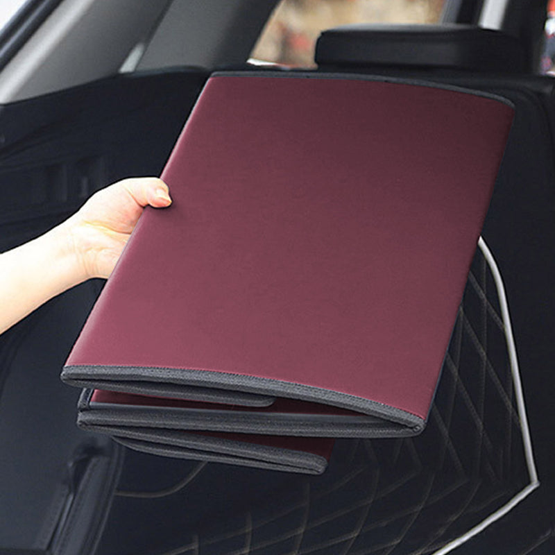 Leather Car Boot Organizer Red Medium Collapsible Foldable Portable Storage Box