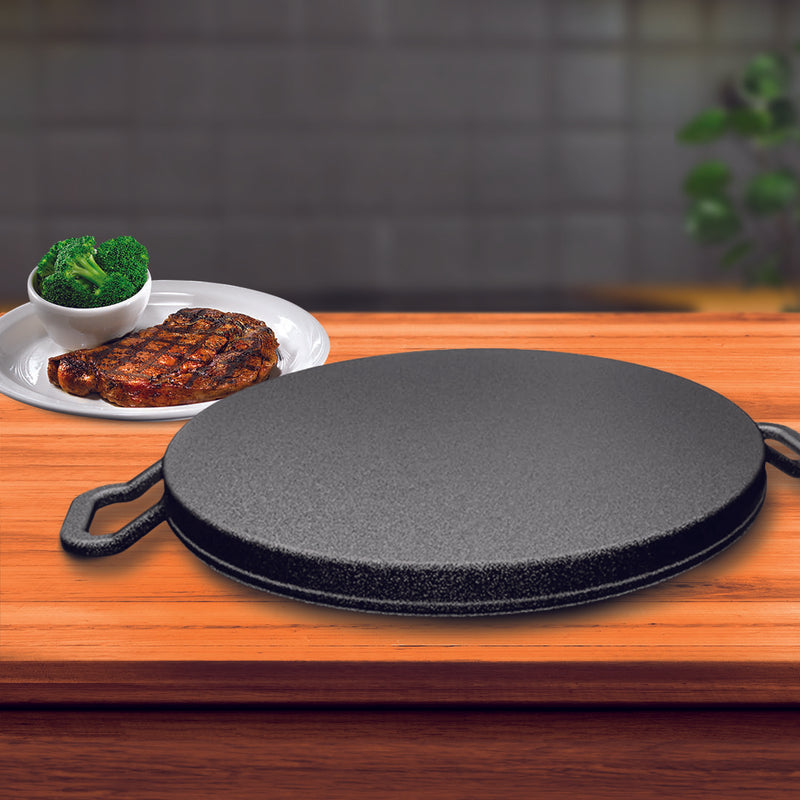 2X 28cm Ribbed Cast Iron Frying Pan Skillet Nonstick Induction Cooktop Ready