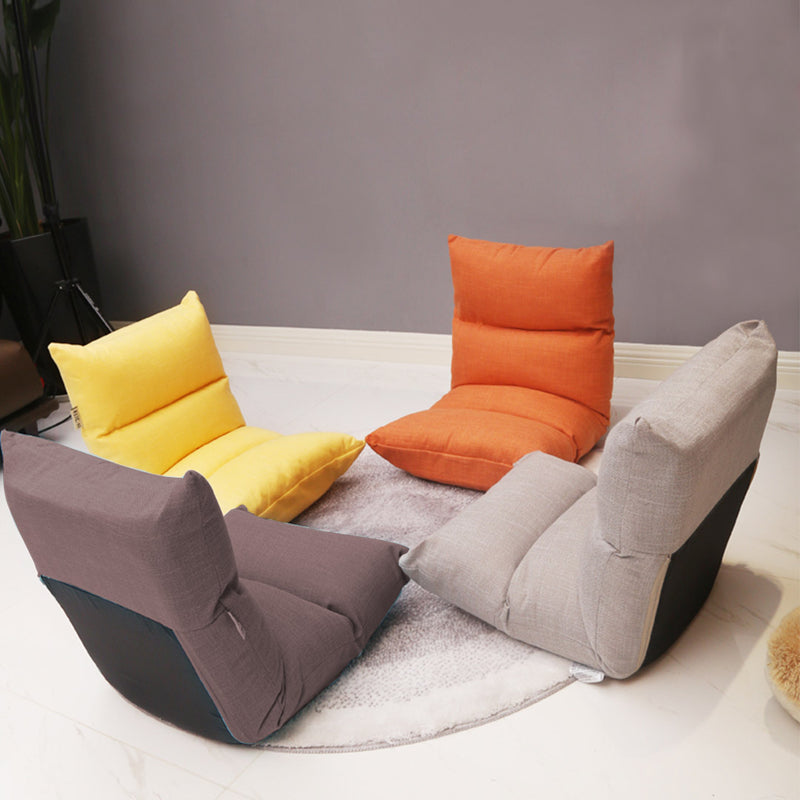 4X Floor Recliner Chair Padded Linen Adjustable Folding 108x53x15cm Coffee