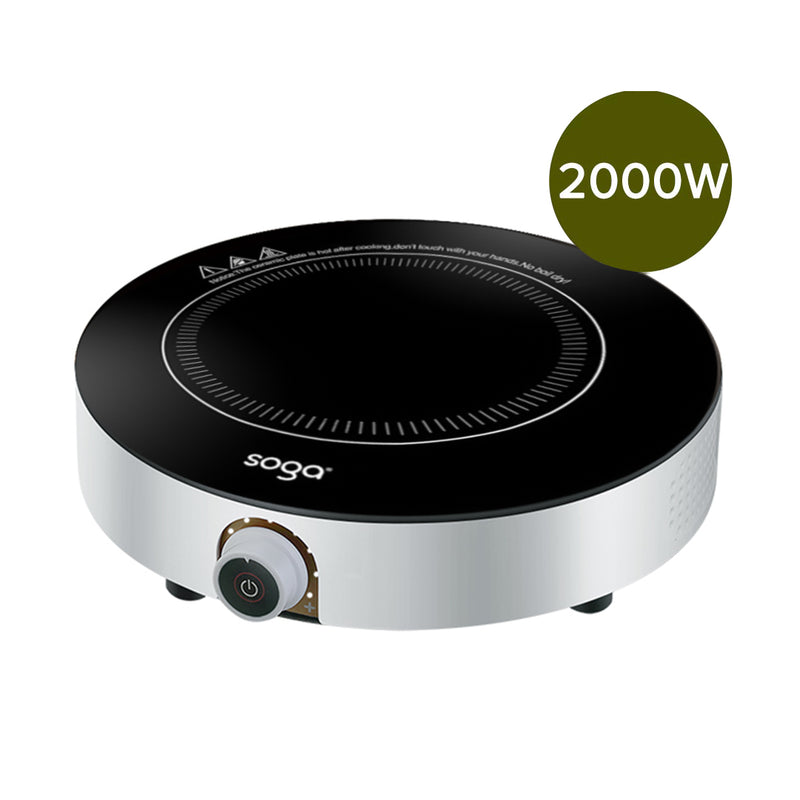 26cm Smart Induction Cooktop 2000W Portable Black Glass Top LED Display Knob
