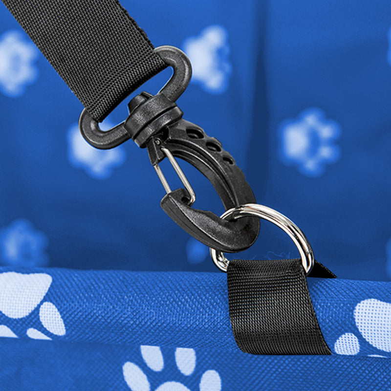 Waterproof Pet Booster Car Seat 600D Oxford PVC Blue with Mesh and Paw Print