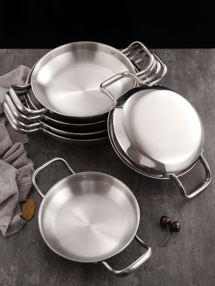 26cm Dry Pot 201 Stainless Steel Silver Even Heat Distribution Ergonomic Handles