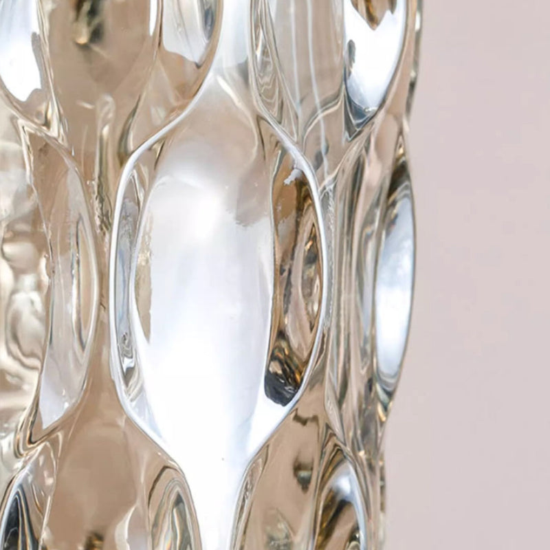 Hand Blown Thick Glass Vase 29cm Tall Slim Clear With Pink Hue