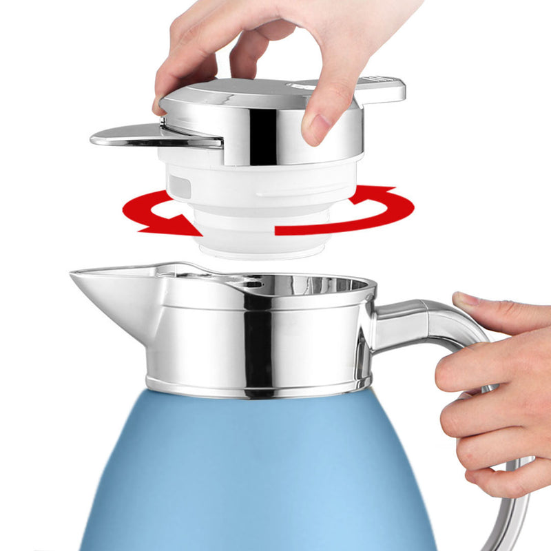 1.8L 3 Layer Vacuum Insulated Stainless Steel Flask Blue Leak Proof Wide Mouth