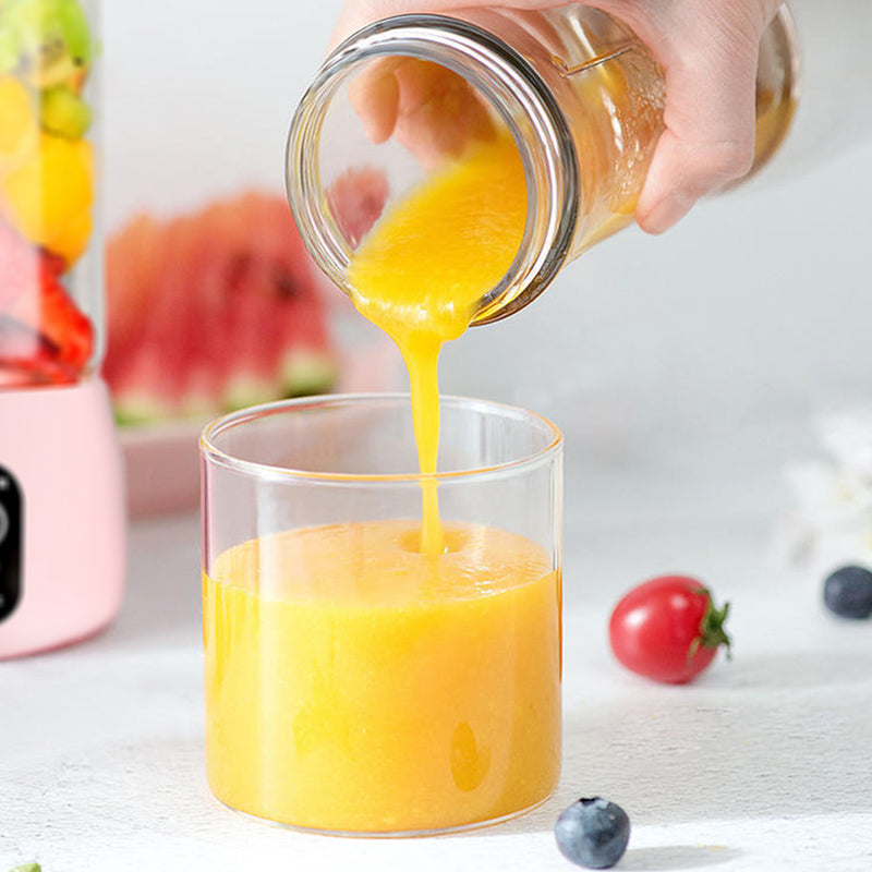 Portable Mini USB Rechargeable Glass Juicer Blender Food Grade Pink 8cmX20cm