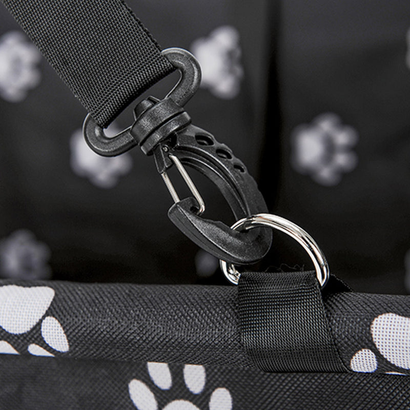 2X Pet Booster Car Seat 600D Oxford 40x30x25cm Waterproof Black Paw Print