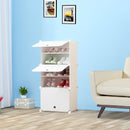 5 Tier White Shoe Rack Organizer Stackable Storage Stand with Cover