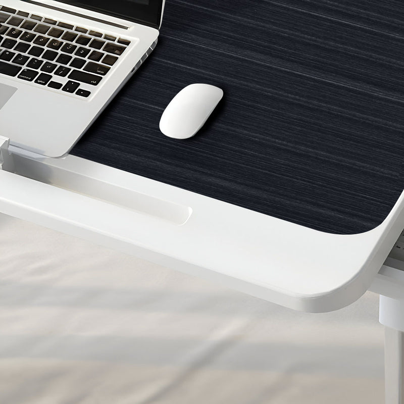 Portable Foldable Bed Table 60X40cm Adjustable 27 To 40cm Tablet Slot Black