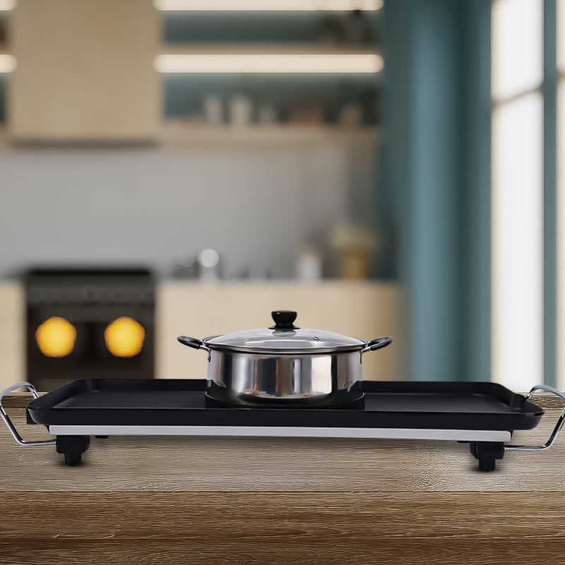 Electric 2 In 1 Hot Pot And Grill Non Stick Dual Surface 2900W 220mm Black