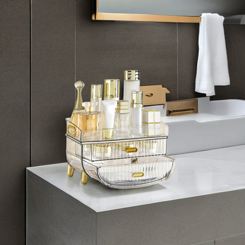 3 Tier Transparent Abs Cosmetic Storage Organizer 28.5X18X20cm Countertop Vanity