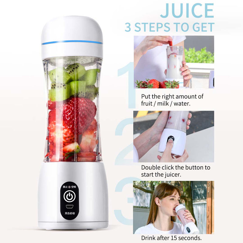 2X 380ml Portable Usb Rechargeable Handheld Juicer Blender Food Grade White