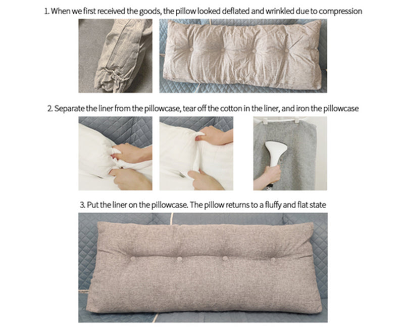 4X 180cm Triangular Wedge Headboard Pillow Silver Polyester Tufted Backrest