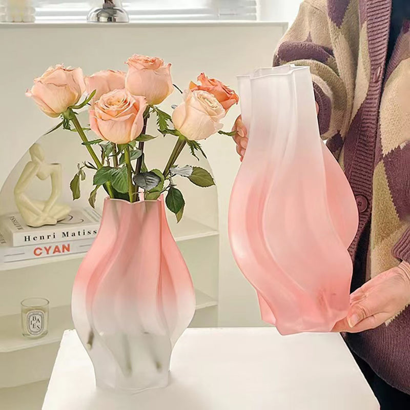 32cm Pink Hand Blown Glass Vase Tall Slender Vintage Centerpiece
