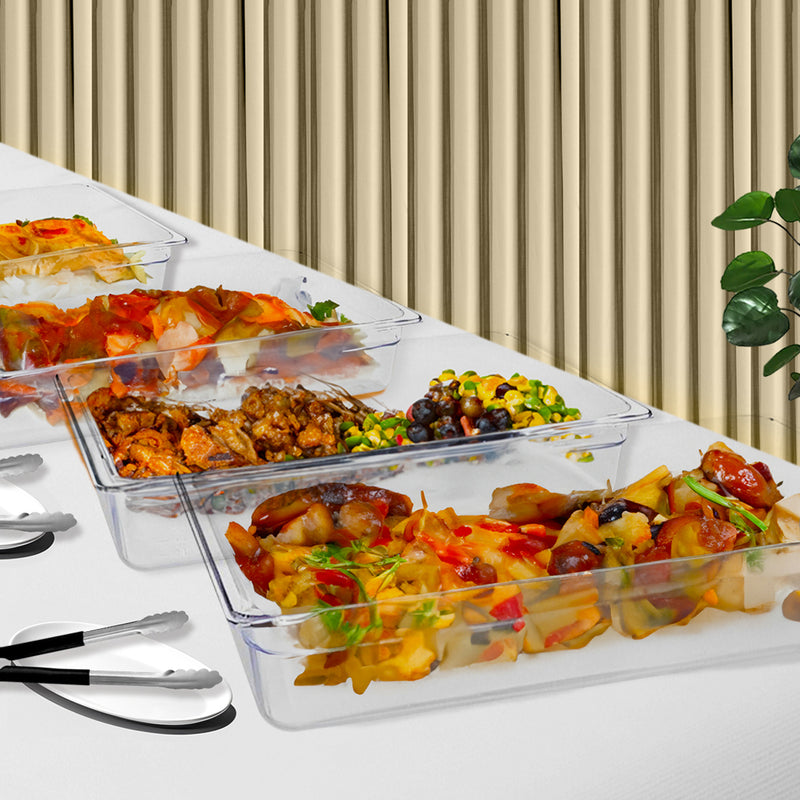 200mm Clear Polycarbonate GN Pan 1/2 32.5x26.5x20cm Dishwasher Safe Bundle of 6