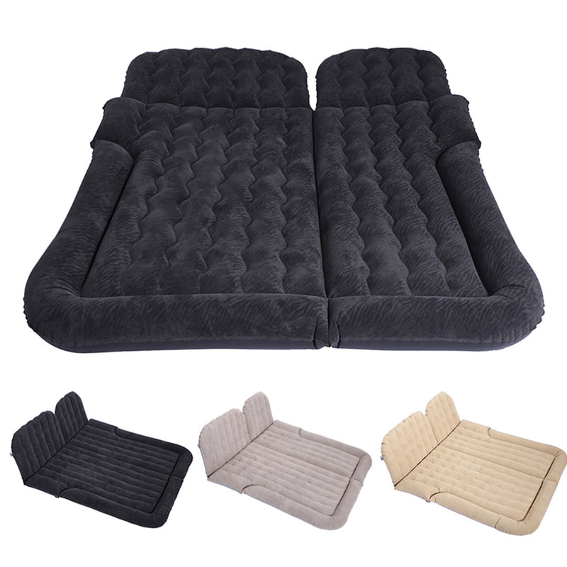 2X Black Inflatable Car Boot Mattress PVC Flocking Air Bed Camping Travel