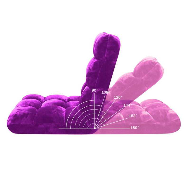6 Position Floor Recliner Folding Cushion Memory Foam Plush 108x53x10cm Purple