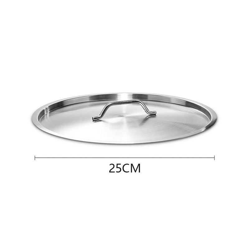 25cm Stainless Steel Stock Pot Lid Commercial Grade Easy Clean Durable