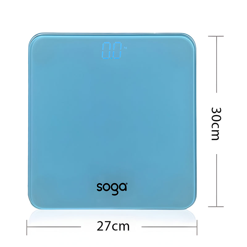 Digital Fitness Bathroom Body Scale 180kg Glass LCD Display Blue Waterproof