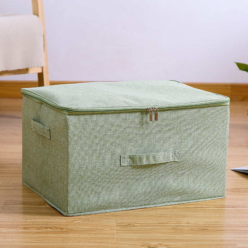 Large Green Foldable Storage Box 45cmx35cmx25cm Polyester Double Zipper