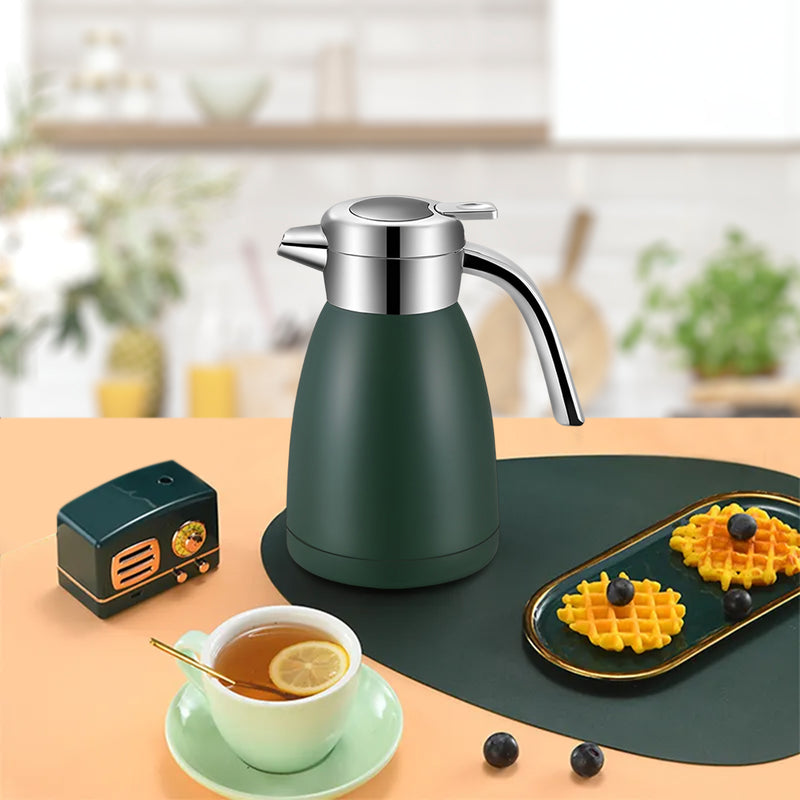Insulated Vacuum Flask 2.2L 18/10 Stainless Steel Green Spill Proof Lid