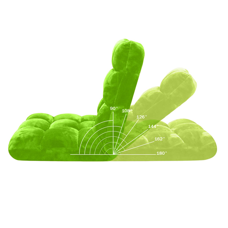 2X Folding Floor Recliner Cushion Memory Foam Plush 100cmX45cmX8cm Green
