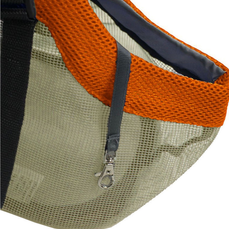 Orange Mesh Pet Carrier Bag 40x20x20cm Breathable Tote With Side Pockets