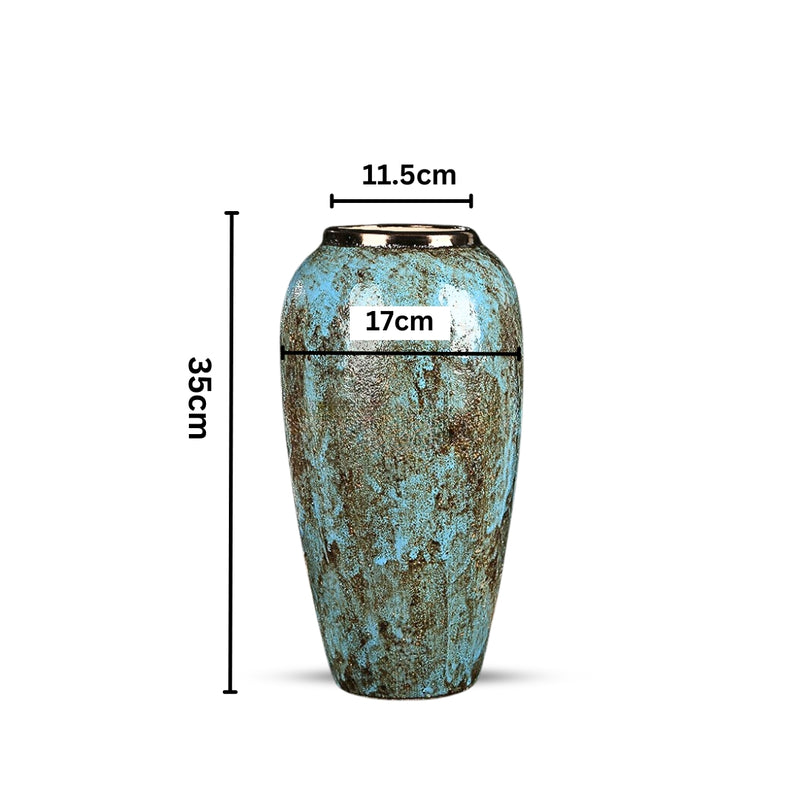 Large Light Blue Ceramic Flower Vase 35x17cm Elegant Home Decor