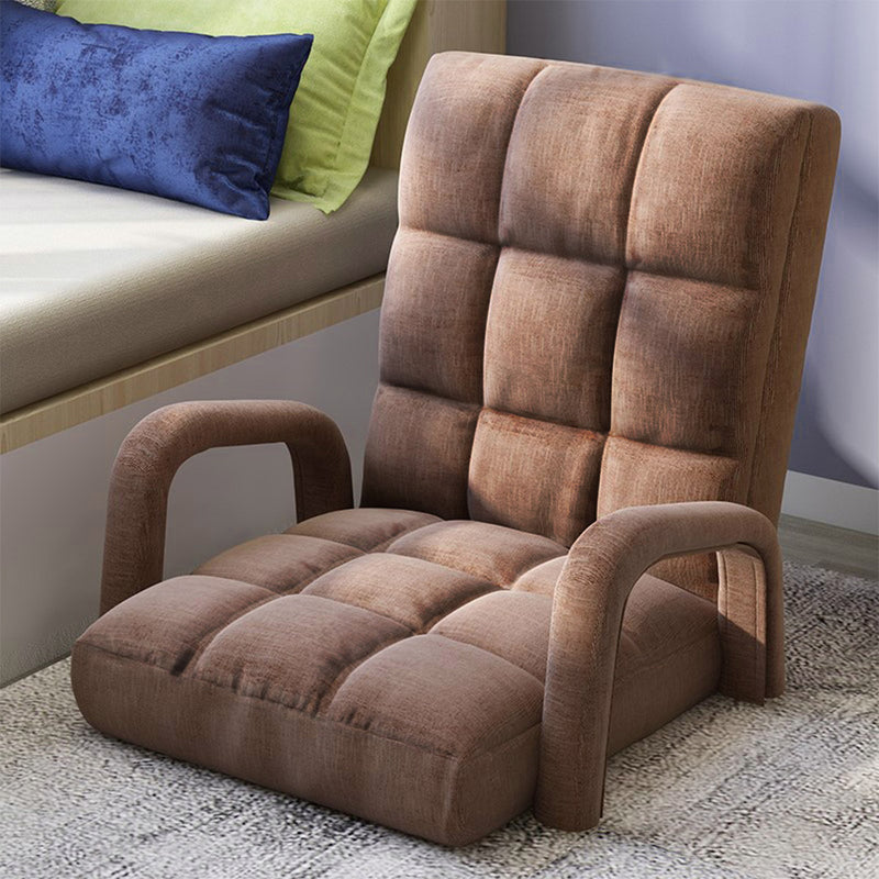 4X Foldable Linen Floor Recliner Chair 135x58x20cm 5 Position Armrest Coffee