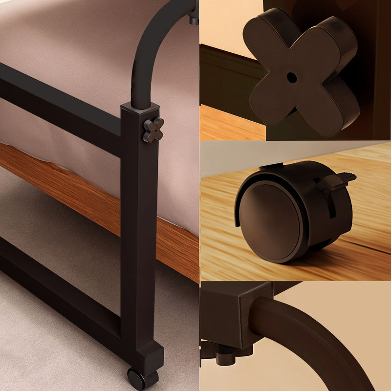 140x45cm Black Bedside Desk Table Extendable To 230cm Height 65 To 95cm Wheels