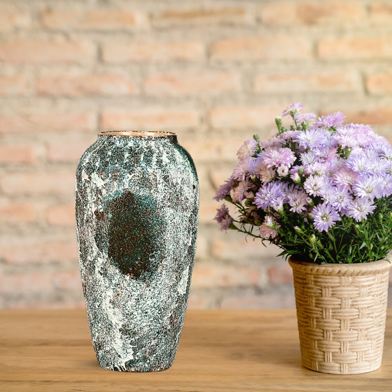 Large Ceramic Flower Vase 35x17cm Green Handcrafted Elegant Home Decor
