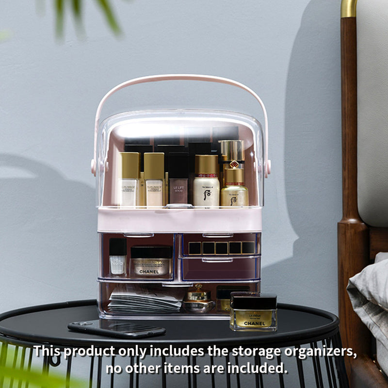 2X 3 Tier Pink ABS Makeup Cosmetic Storage Organizer Box with Handle