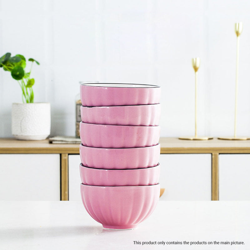 Japanese Style Pink Ceramic Dinnerware Set of 9 Stackable 4.5 7.5 8 Inch