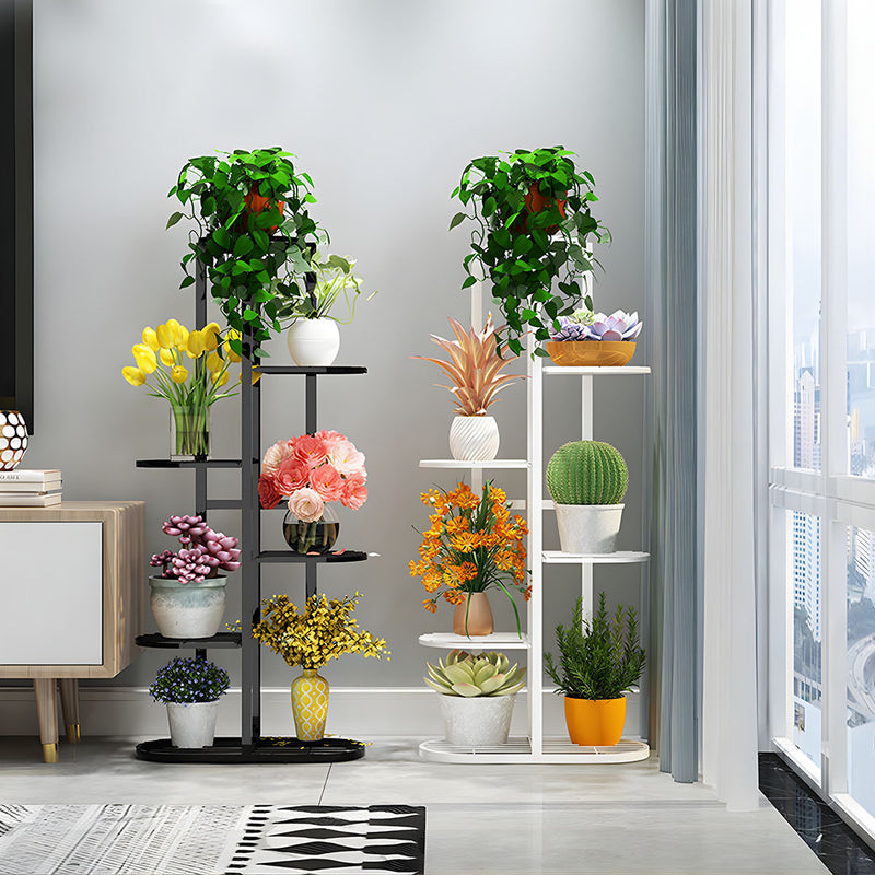 2X 8 Tier 9 Pots White Metal Plant Stand 44.5x22x140cm Space Saving