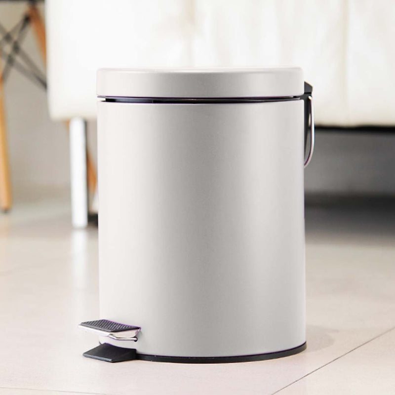 Foot Pedal Stainless Steel Trash Bin 12L White with Soft-Close Lid