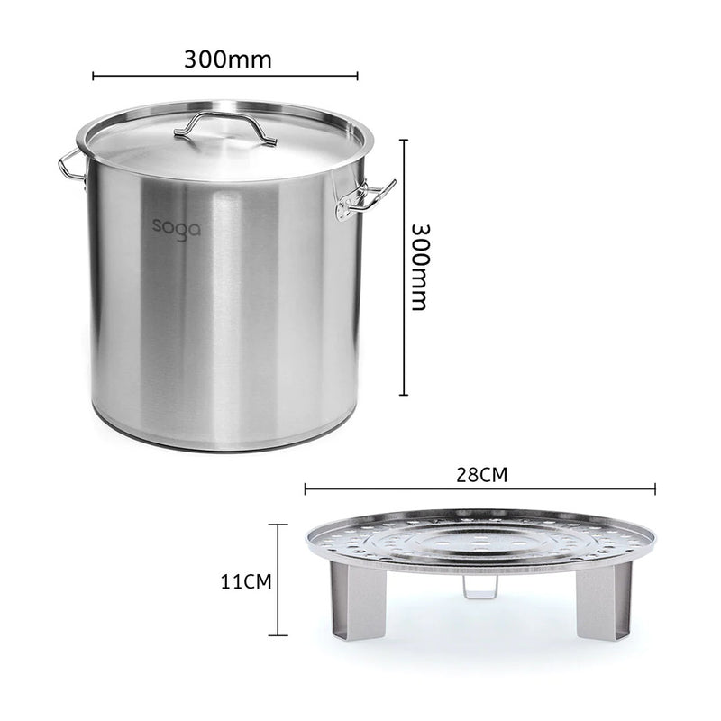 21L Stainless Steel Stock Pot Steamer Insert Set Commercial Home Cooking