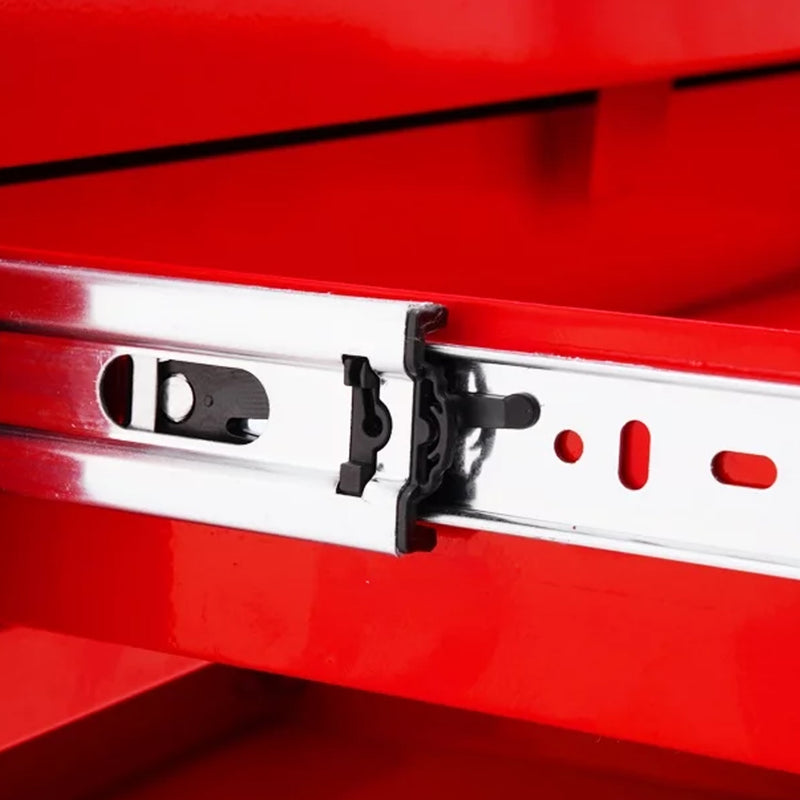 2X 3 Tier Heavy Duty Tool Storage Cart With Drawer Hooks Portable Red Steel