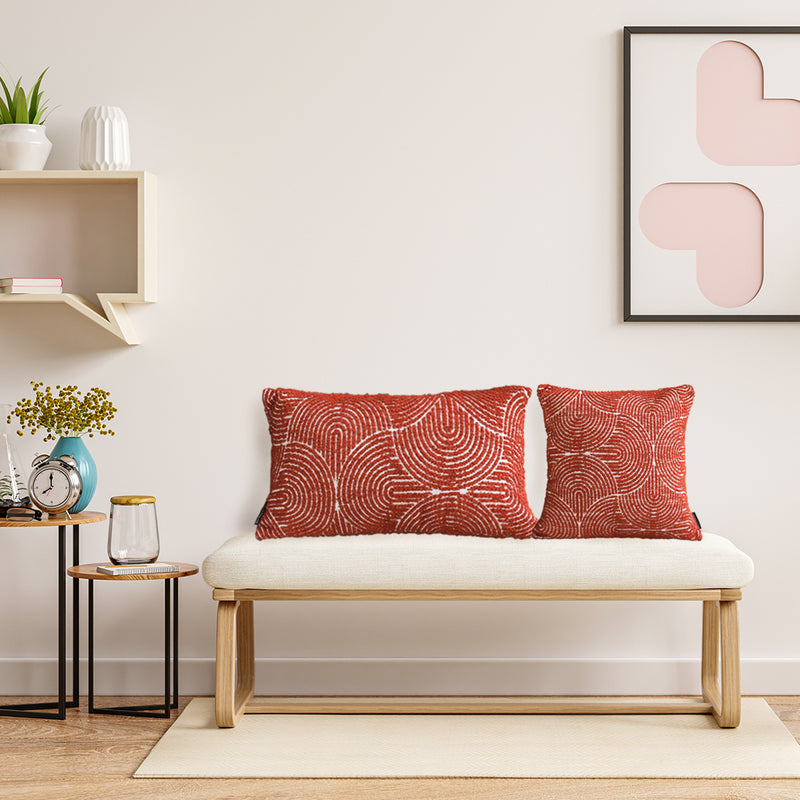 Cinnabar Lumbar Throw Pillow 30x50cm Soft Velvet Indoor Outdoor Red Cushion